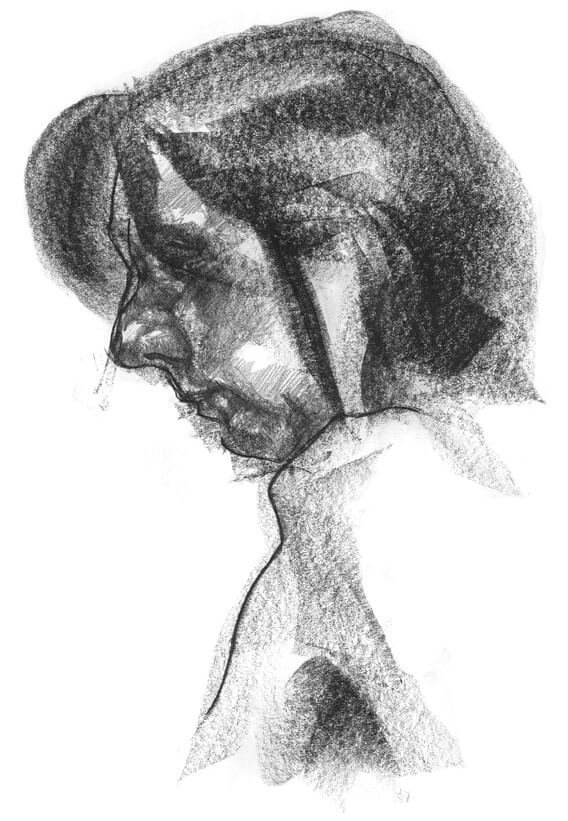 Beautiful portrait of woman with bangs. Texture in her hair is wonderful