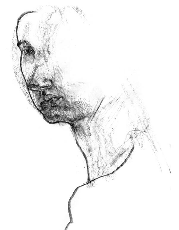 Portrait of a female model focused on the right side of her face