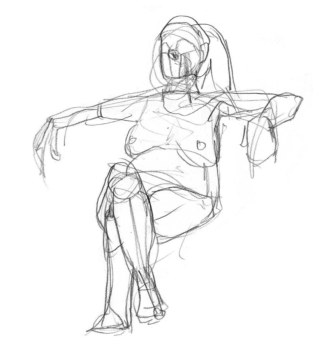 Seated model in a gesture style